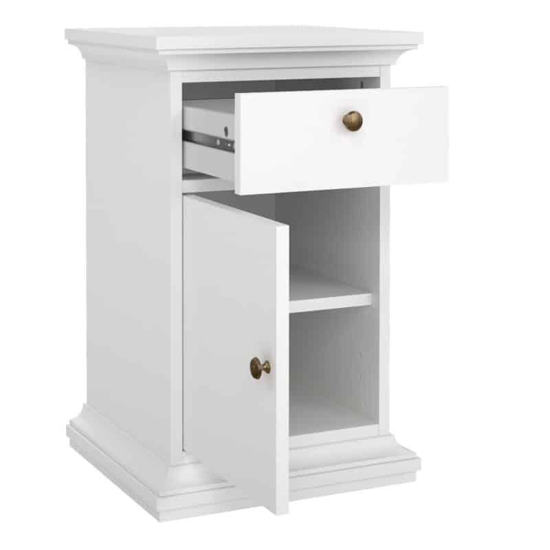 Furniture To Go Paris Nightstand 1 Door 1 Drawer White The Home and Office Stores