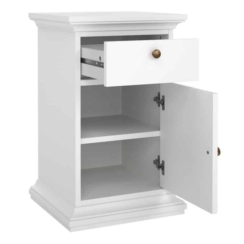 Furniture To Go Paris Nightstand 1 Door 1 Drawer White The Home and Office Stores