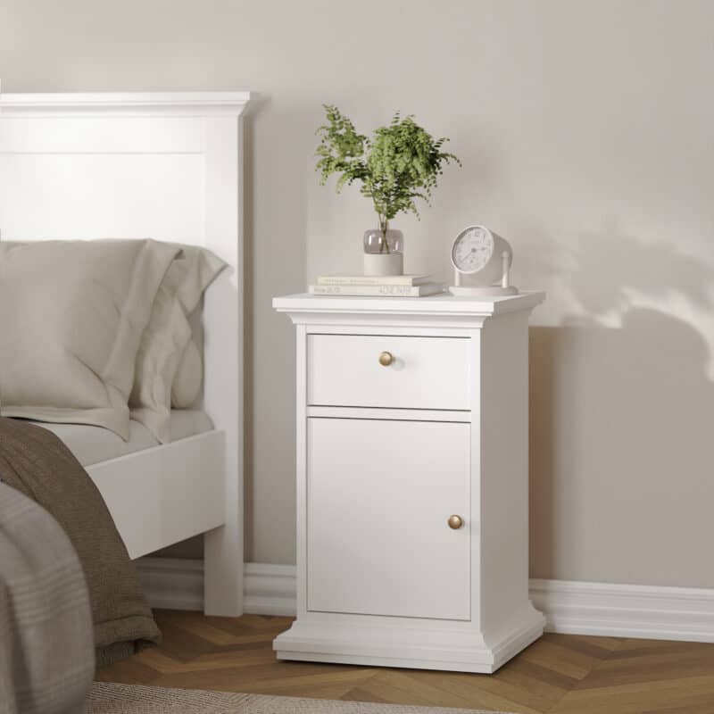 Furniture To Go Paris Nightstand 1 Door 1 Drawer White The Home and Office Stores
