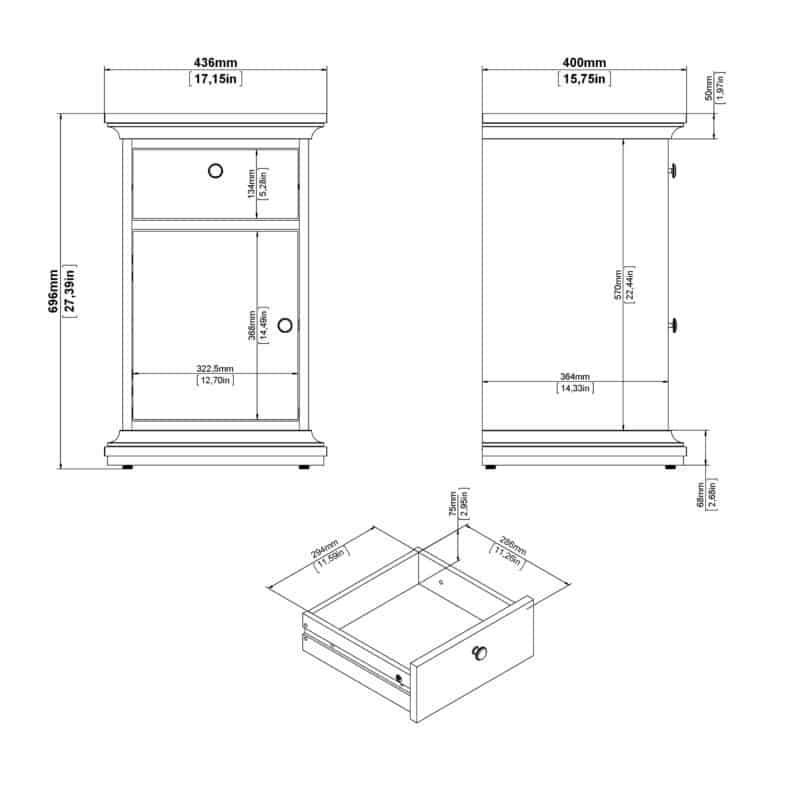 Furniture To Go Paris Nightstand 1 Door 1 Drawer White The Home and Office Stores