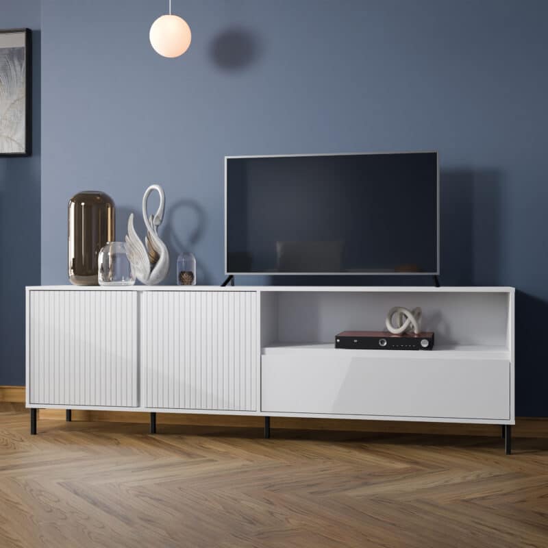 Furniture To Go Avenale 2 Door 1 Drawer White Wide TV Cabinet The Home and Office Stores