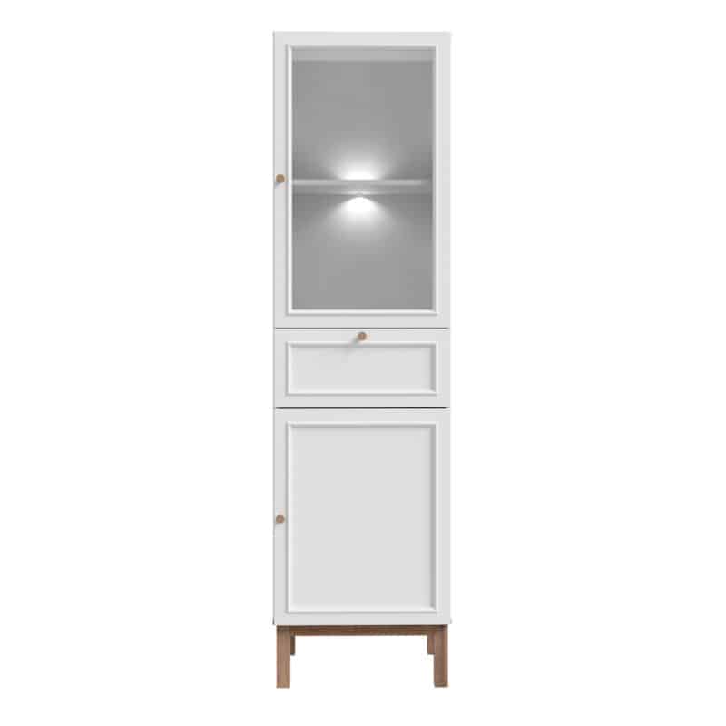 Furniture To Go Wensley Light Grey 2 Door 1 Drawer Display Cabinet With LED Lighting The Home and Office Stores