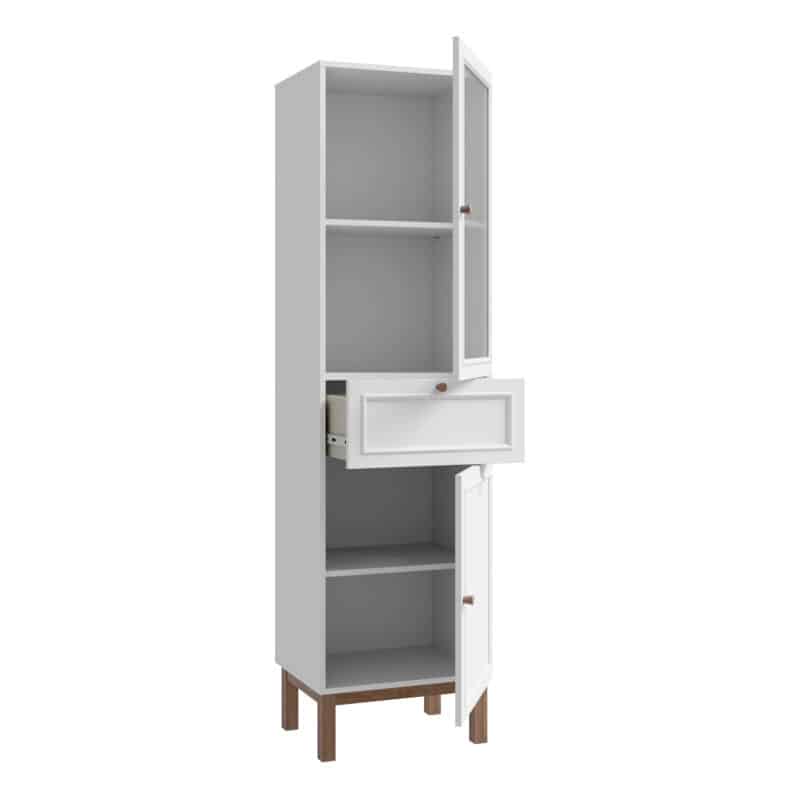 Furniture To Go Wensley Light Grey 2 Door 1 Drawer Display Cabinet With LED Lighting The Home and Office Stores