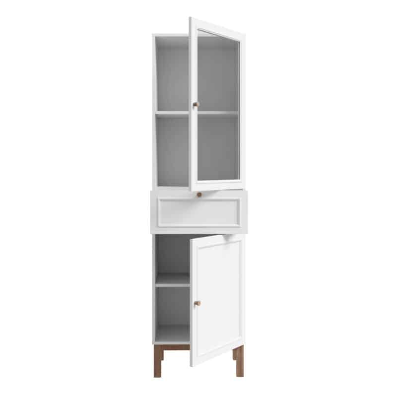 Furniture To Go Wensley Light Grey 2 Door 1 Drawer Display Cabinet With LED Lighting The Home and Office Stores