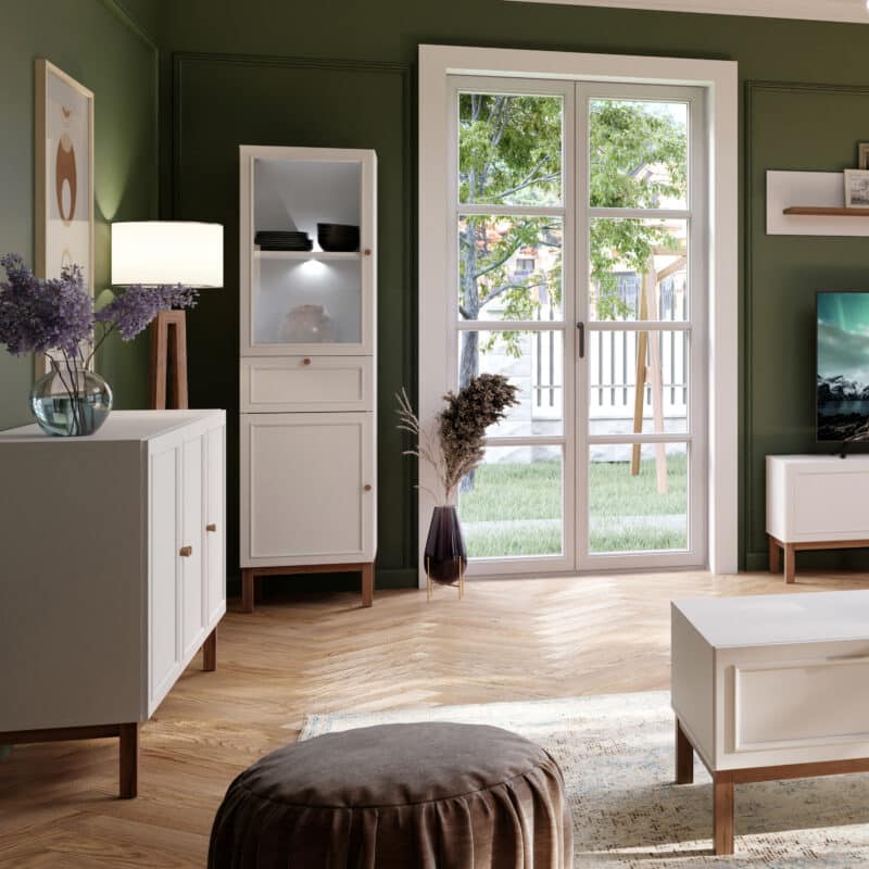 Furniture To Go Wensley Light Grey 2 Door 1 Drawer Display Cabinet With LED Lighting The Home and Office Stores