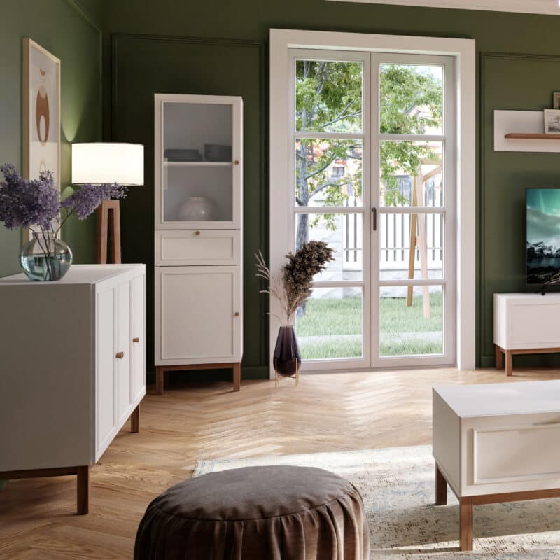 Furniture To Go Wensley Light Grey 2 Door 1 Drawer Display Cabinet With LED Lighting The Home and Office Stores