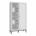 Furniture To Go Wensley light grey 2 door display cabinet with led lighting