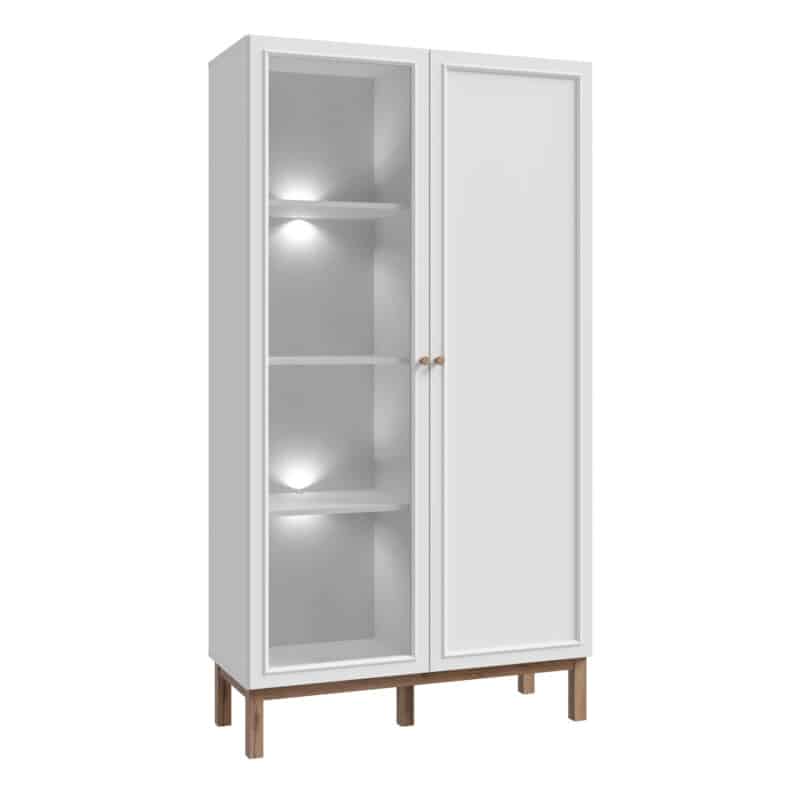 Furniture To Go Wensley light grey 2 door display cabinet with led lighting