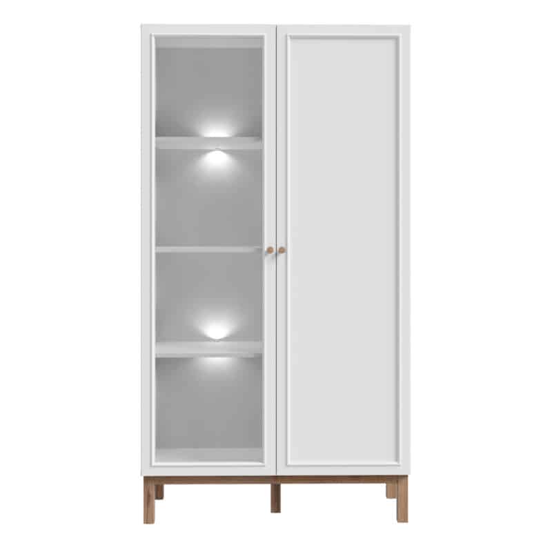 Furniture To Go Wensley Light Grey 2 Door Display Cabinet With LED Lighting The Home and Office Stores