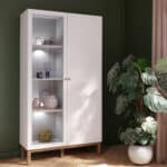Furniture To Go Wensley Light Grey 2 Door Display Cabinet With LED Lighting The Home and Office Stores