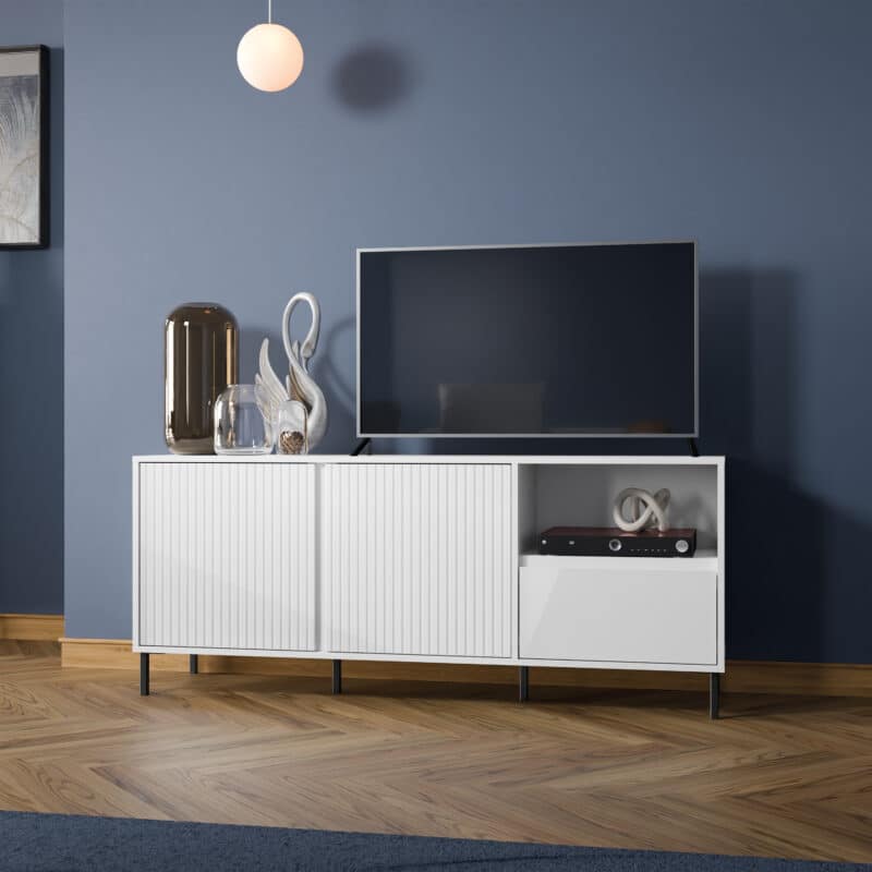 Furniture To Go Avenale 2 Door 1 Drawer White TV Cabinet The Home and Office Stores
