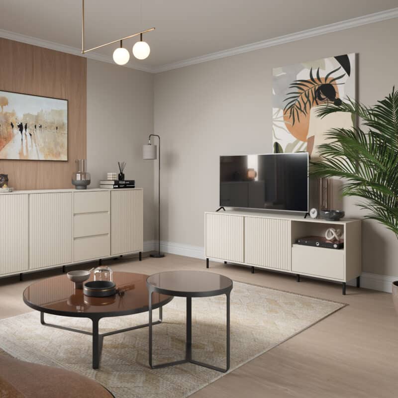 Furniture To Go Avenale 2 Door 1 Drawer Cashmere TV Cabinet The Home and Office Stores