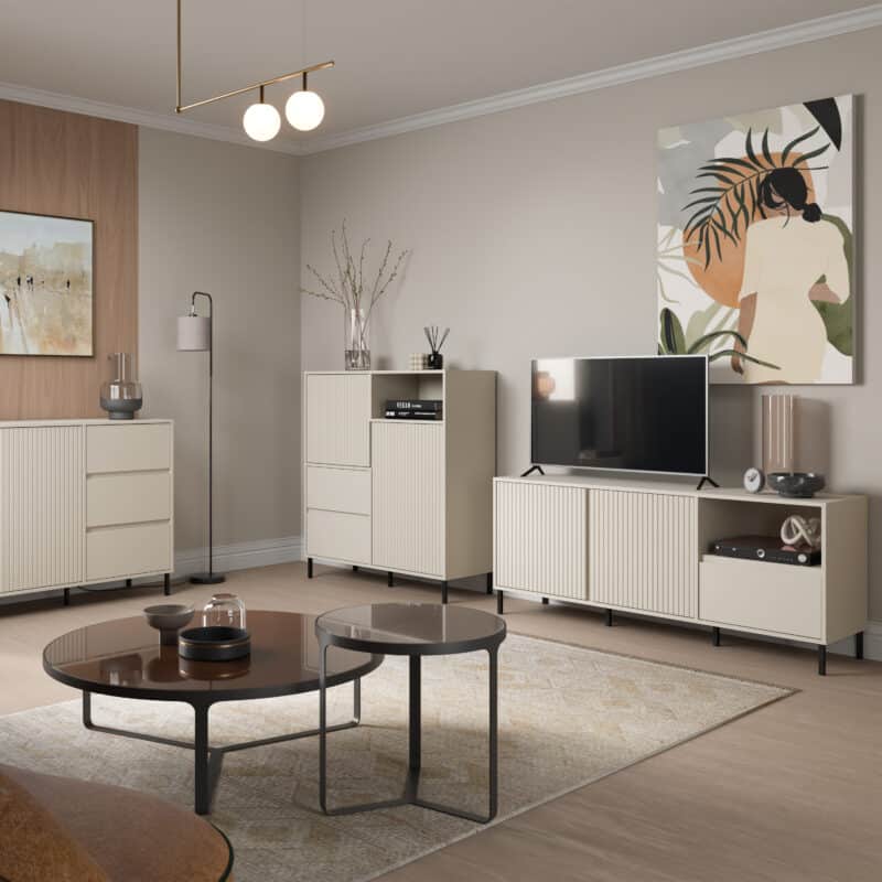 Furniture To Go Avenale 2 Door 1 Drawer Cashmere TV Cabinet The Home and Office Stores