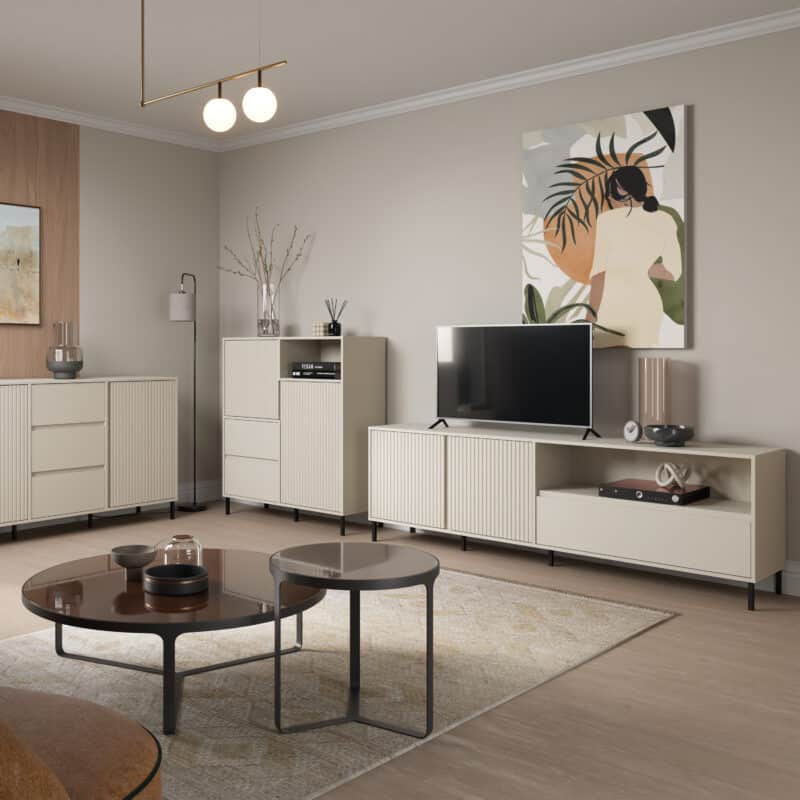 Furniture To Go Avenale 2 Door 1 Drawer Cashmere Wide TV Cabinet The Home and Office Stores