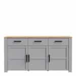 Furniture To Go Bohol 3 Door 3 Drawer Grey Sideboard The Home and Office Stores