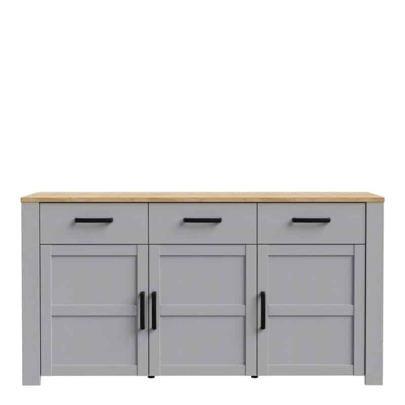 Furniture To Go Bohol 3 Door 3 Drawer Grey Sideboard The Home and Office Stores