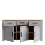 Furniture To Go Bohol 3 Door 3 Drawer Grey Sideboard The Home and Office Stores