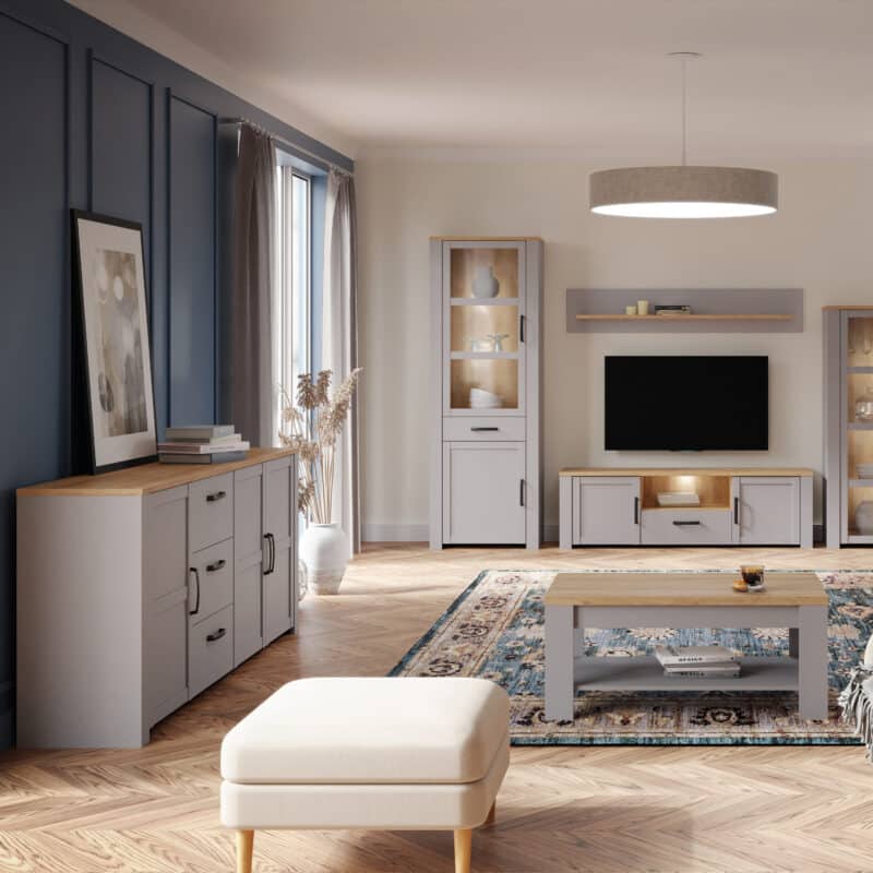 Furniture To Go Bohol 3 Door 3 Drawer Grey Sideboard The Home and Office Stores