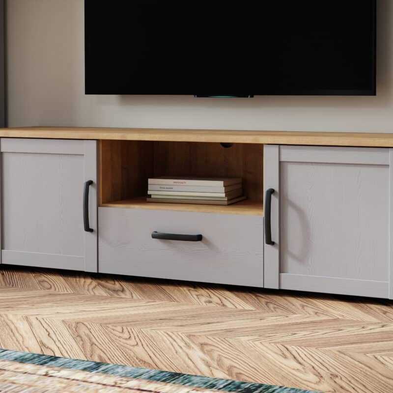 Furniture To Go Bohol 2 Door 1 Drawer Grey TV Cabinet The Home and Office Stores