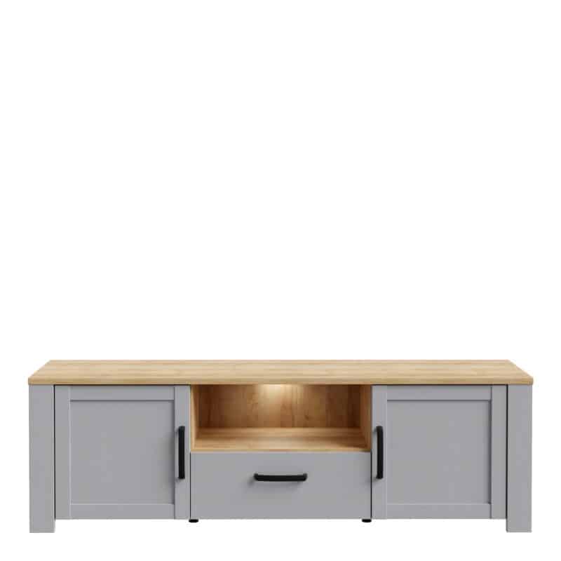 Furniture To Go Bohol 2 Door 1 Drawer Grey TV Cabinet With LED Lighting The Home and Office Stores