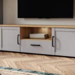 Furniture To Go Bohol 2 Door 1 Drawer Grey TV Cabinet With LED Lighting The Home and Office Stores