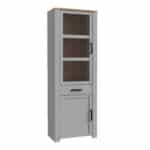 Furniture To Go Bohol 2 door 1 drawer narrow grey display cabinet