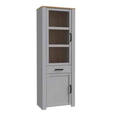Furniture To Go Bohol 2 door 1 drawer narrow grey display cabinet