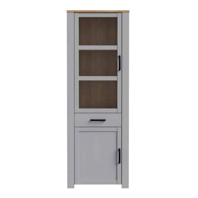 Furniture To Go Bohol 2 Door 1 Drawer Narrow Grey Display Cabinet The Home and Office Stores