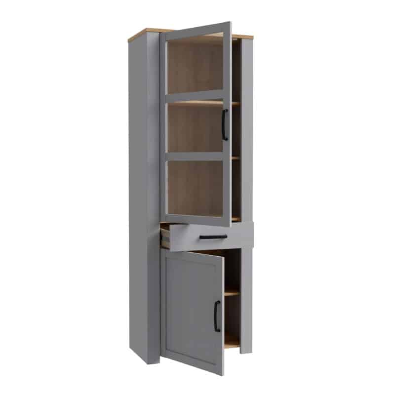 Furniture To Go Bohol 2 Door 1 Drawer Narrow Grey Display Cabinet The Home and Office Stores