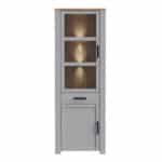 Furniture To Go Bohol 2 Door 1 Drawer Narrow Grey Display Cabinet With LED Lighting The Home and Office Stores