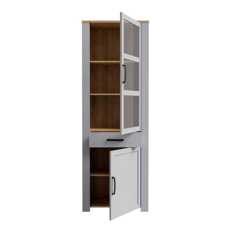 Furniture To Go Bohol 2 Door 1 Drawer Narrow Grey Display Cabinet With LED Lighting The Home and Office Stores