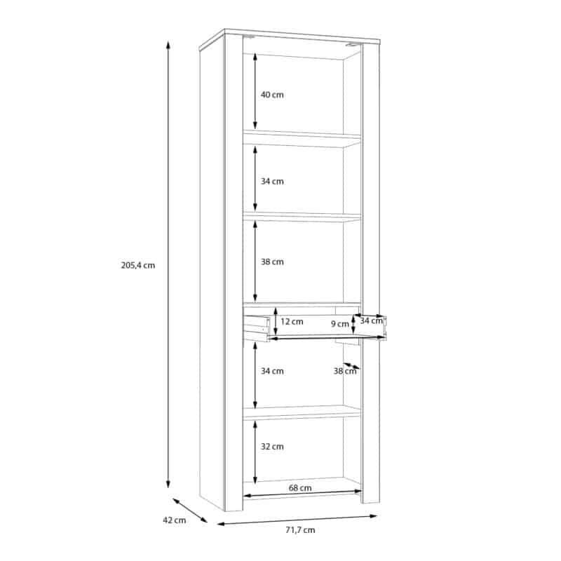 Furniture To Go Bohol 2 Door 1 Drawer Narrow Grey Display Cabinet With LED Lighting The Home and Office Stores