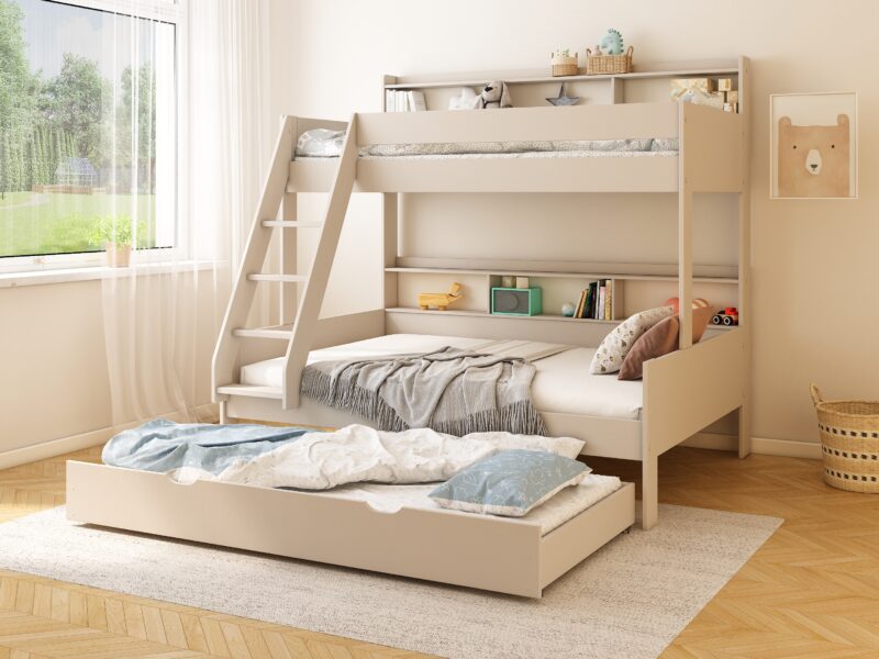 Kids Avenue Haven Storage Cashmere Family Bunk Bed 2 with Trundle Drawer The Home and Office Stores