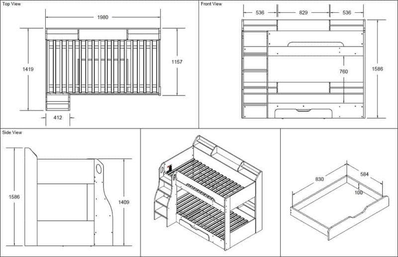 Flair Furnishings Flick Bunk Bed White