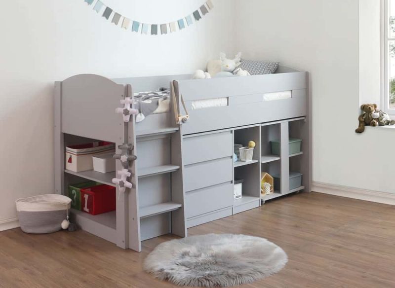Flintshire Furniture Billie Grey Mid Sleeper Bed with Desk