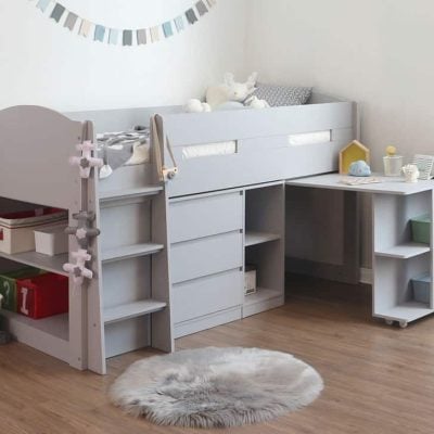 Flintshire Furniture Billie Grey Mid Sleeper Bed with Desk