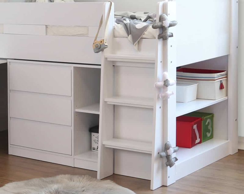Flintshire Furniture Billie White Mid Sleeper Bed with Desk