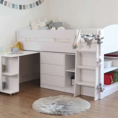 Flintshire Furniture Billie White Mid Sleeper Bed with Desk