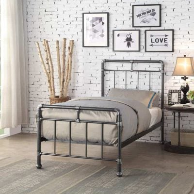 Flintshire Furniture Cilcain Black Silver Metal Bed Frame