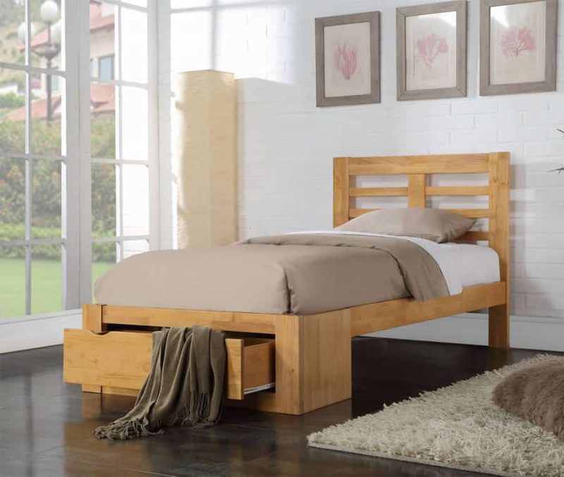 Flintshire Furniture New Bretton Hardwood Oak 1 Drawer Bed Frame