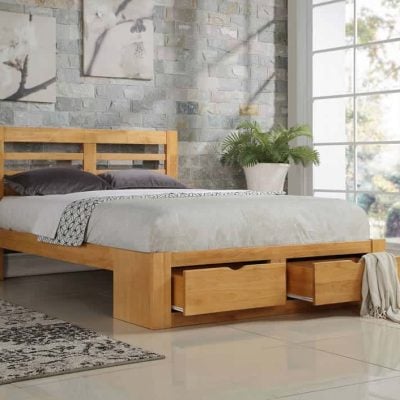 Flintshire Furniture New Bretton Hardwood Oak 2 Drawer Bed Frame