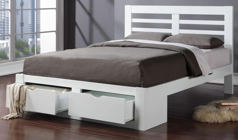 Flintshire Furniture New Bretton Hardwood White 2 Drawer Bed Frame