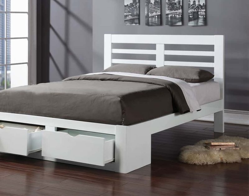 Flintshire Furniture New Bretton Hardwood White 2 Drawer Bed Frame