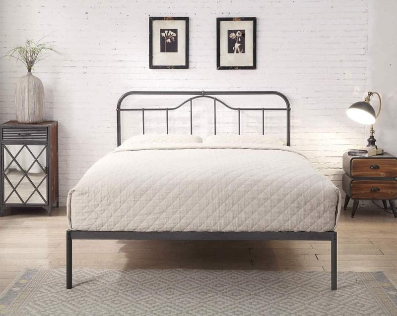 Flintshire Furniture Oakenholt Black Silver Metal Bed Frame