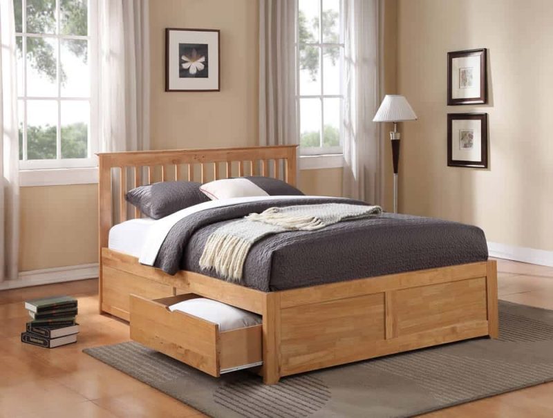 Flintshire Furniture Pentre Hardwood Oak Fixed Drawer Bed Frame