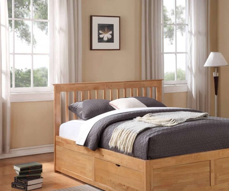 Flintshire Furniture Pentre Hardwood Oak Fixed Drawer Bed Frame