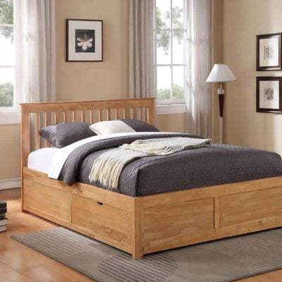 Flintshire Furniture Pentre Hardwood Oak Fixed Drawer Bed Frame