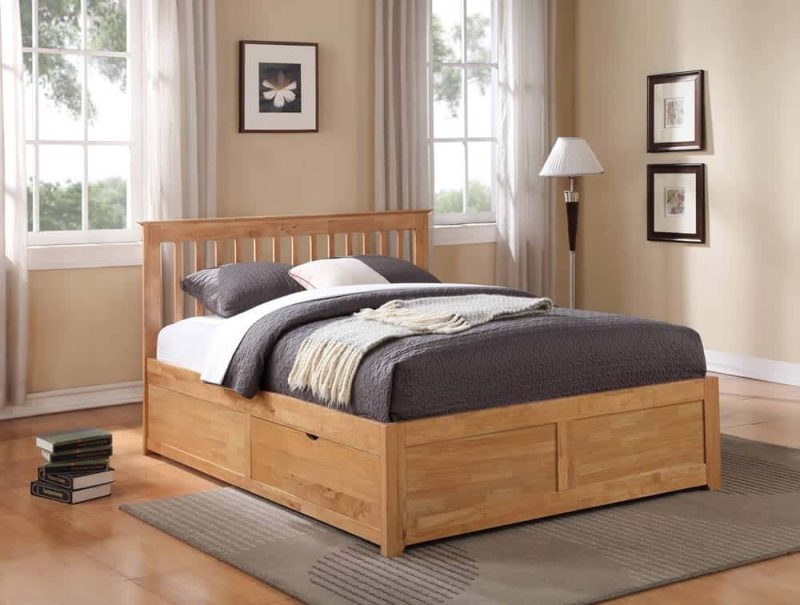 Flintshire Furniture Pentre Hardwood Oak Fixed Drawer Bed Frame