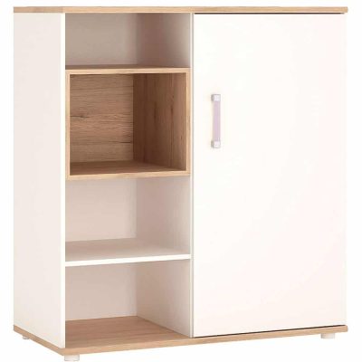 Furniture To Go 4 Kids Low Cabinet Sliding Door Lilac Handles Oak White