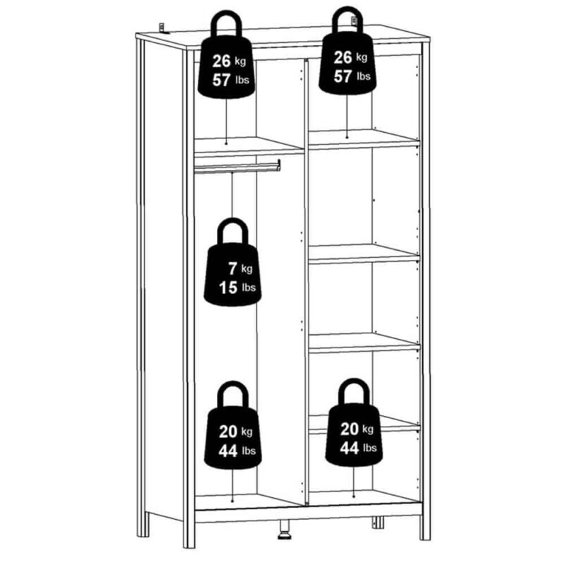 Furniture To Go Barcelona 2 Door Wardrobe Matt Black